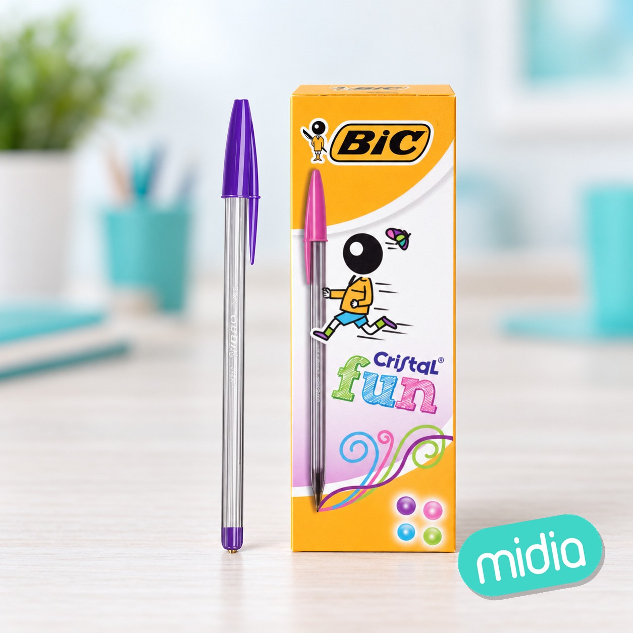 Boligrafo bic cristal fun lila c/20