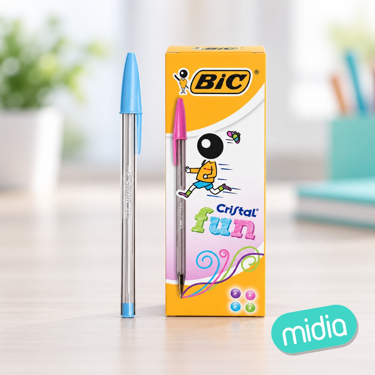 Boligrafo bic cristal fun azul c/20