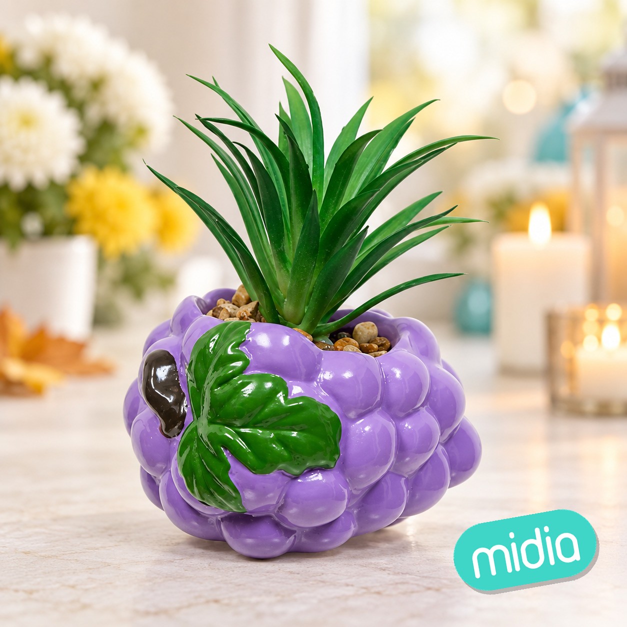 Planta artificial Fruity alto 11 cm a juego en expositor
