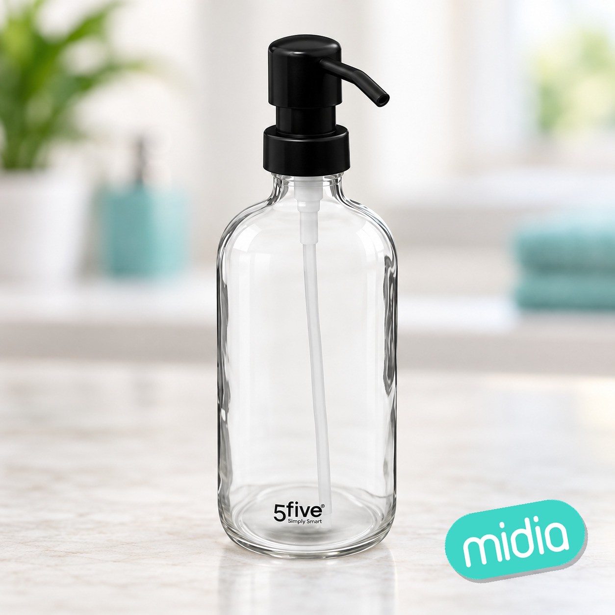 Dispensador de jabón de cristal 450 ml en caja expositora transparente