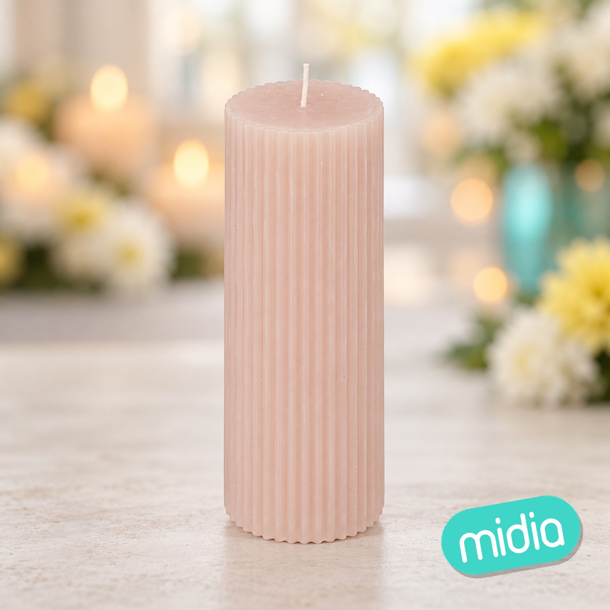 Vela redonda Demi 5 x 14 cm rosa claro