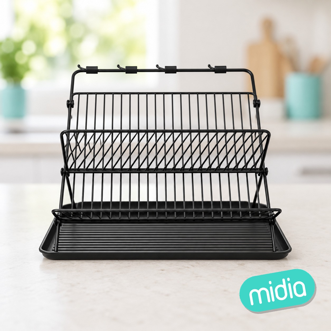 Escurridor plegable de PP y metal de 2 alturas