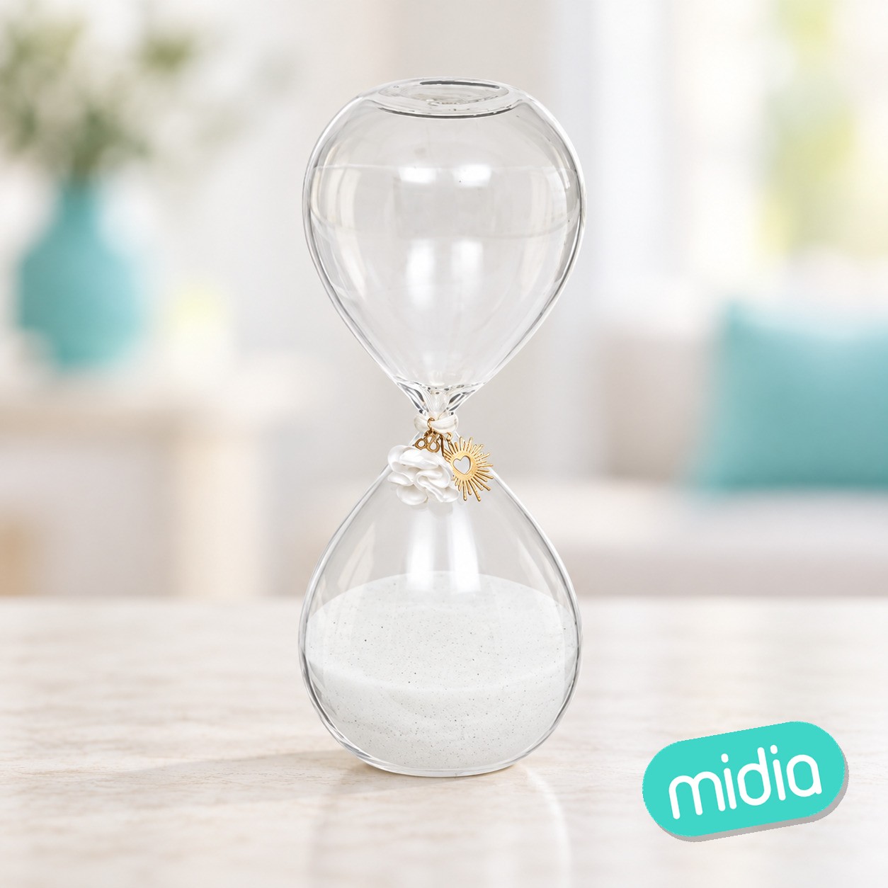 Reloj de arena bola The floral collection cristal, 20 cm de alto