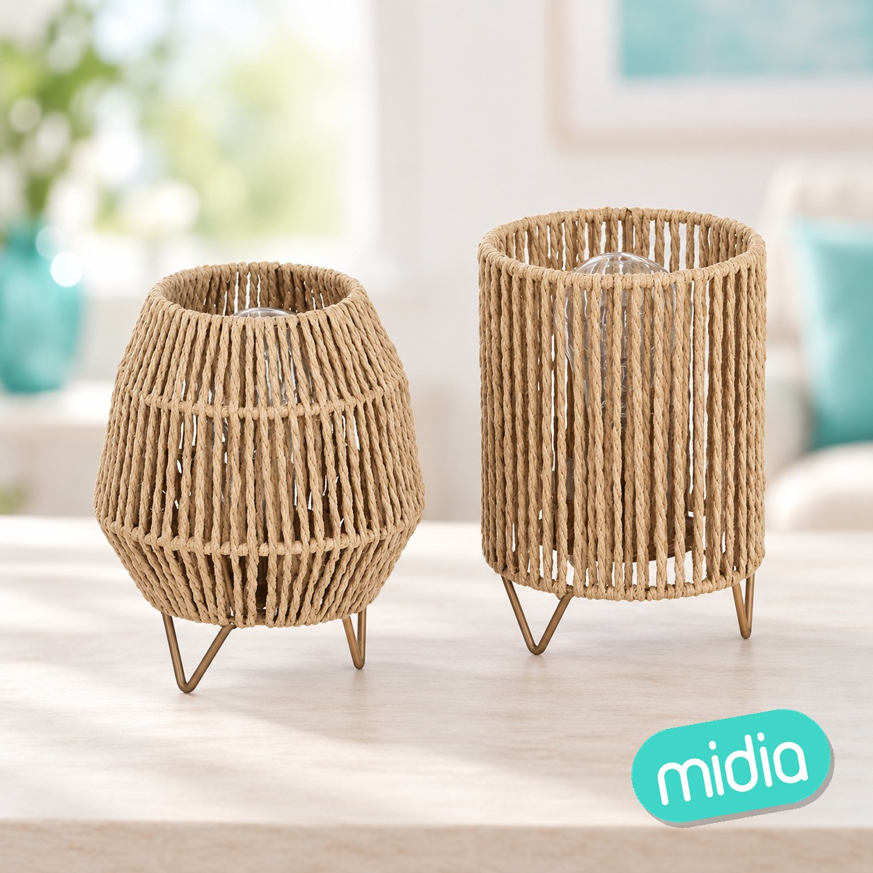 Lámpara Oda papel natural varios modelos en box palet, 17 cm de alto