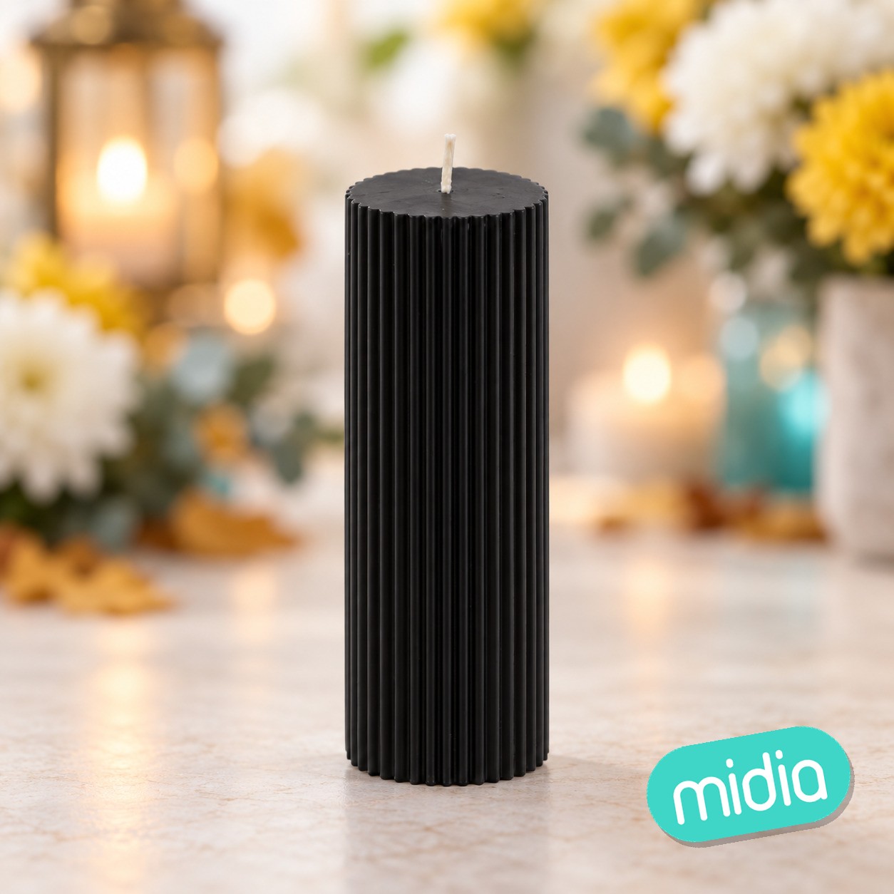 Vela redonda Demi 5 x 14 cm negra