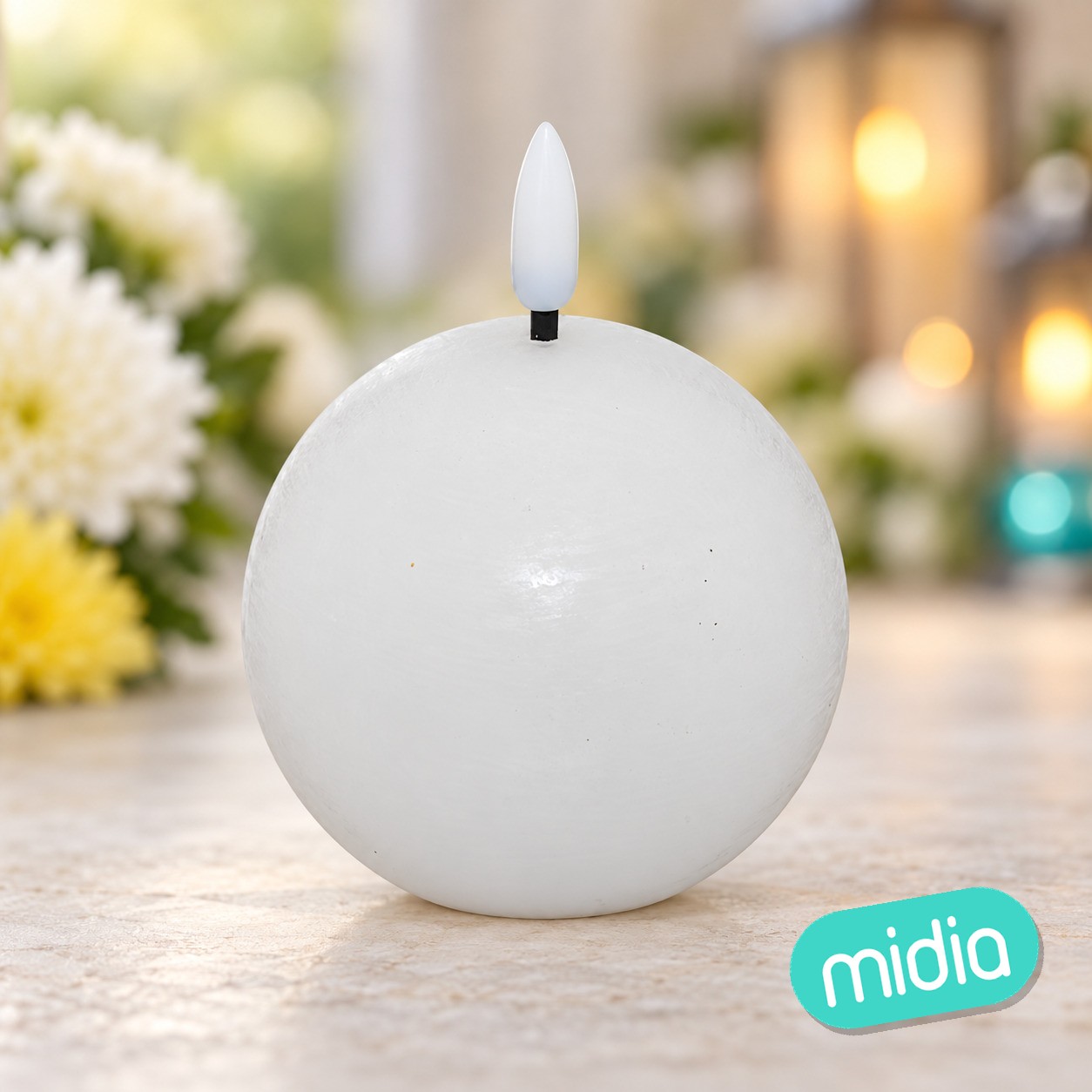 Vela bola led Molia diám. 8 cm blanca