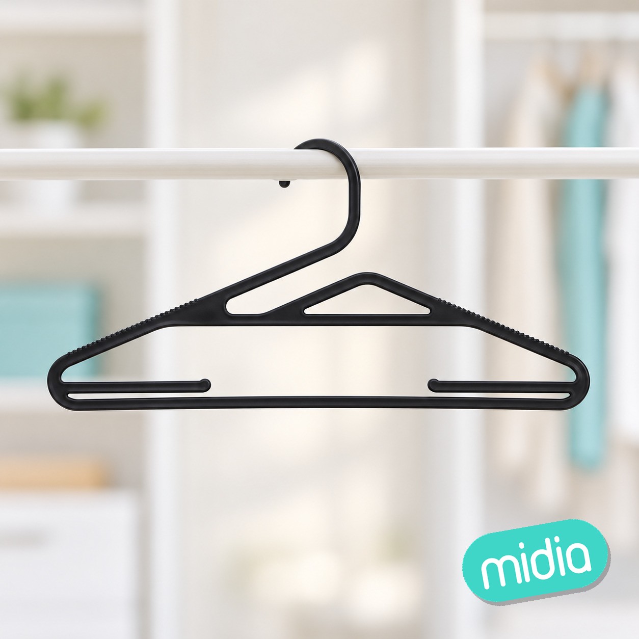 Lote de 5 perchas antideslizantes Hang'up plástico negro