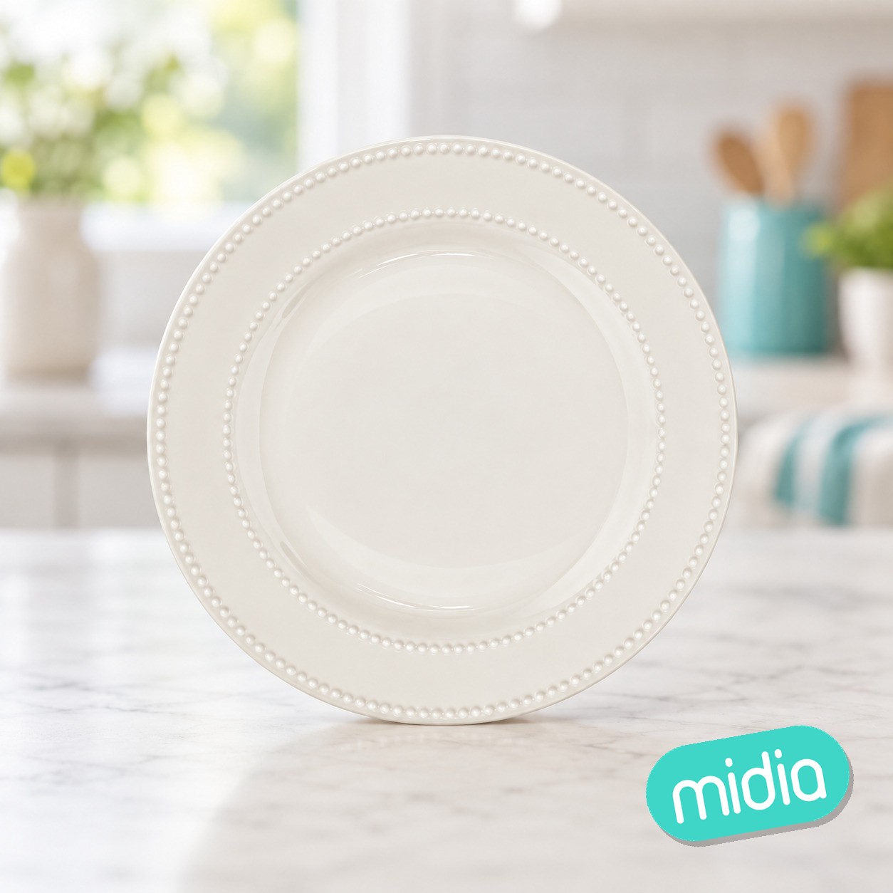 Plato llano Perle diámetro 27 cm porcelana blanca