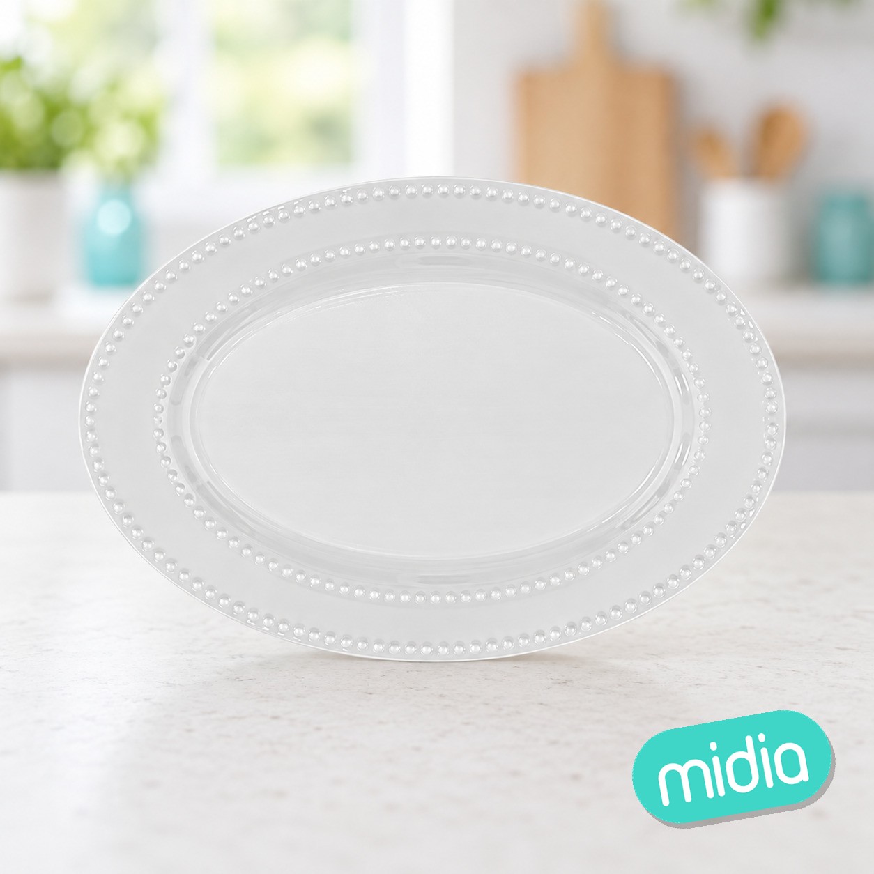 Plato ovalado Perle 33 x 23 cm porcelana blanca
