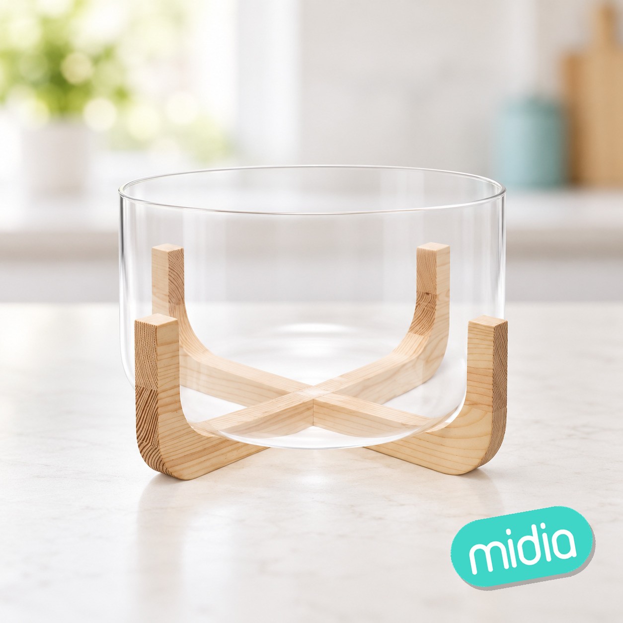 Ensaladera Arha diámetro 24 cm madera y vidrio transparente