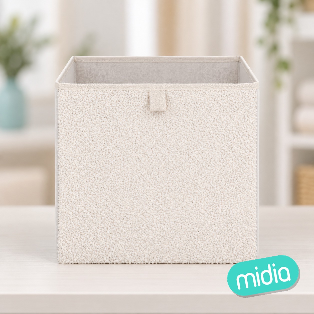Cesta de almacenamiento 31 x 31 cm bucle blanco