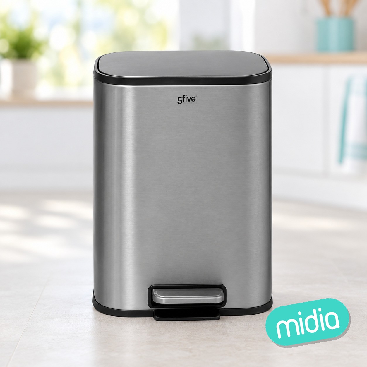 Papelera con pedal 5 l inox mate