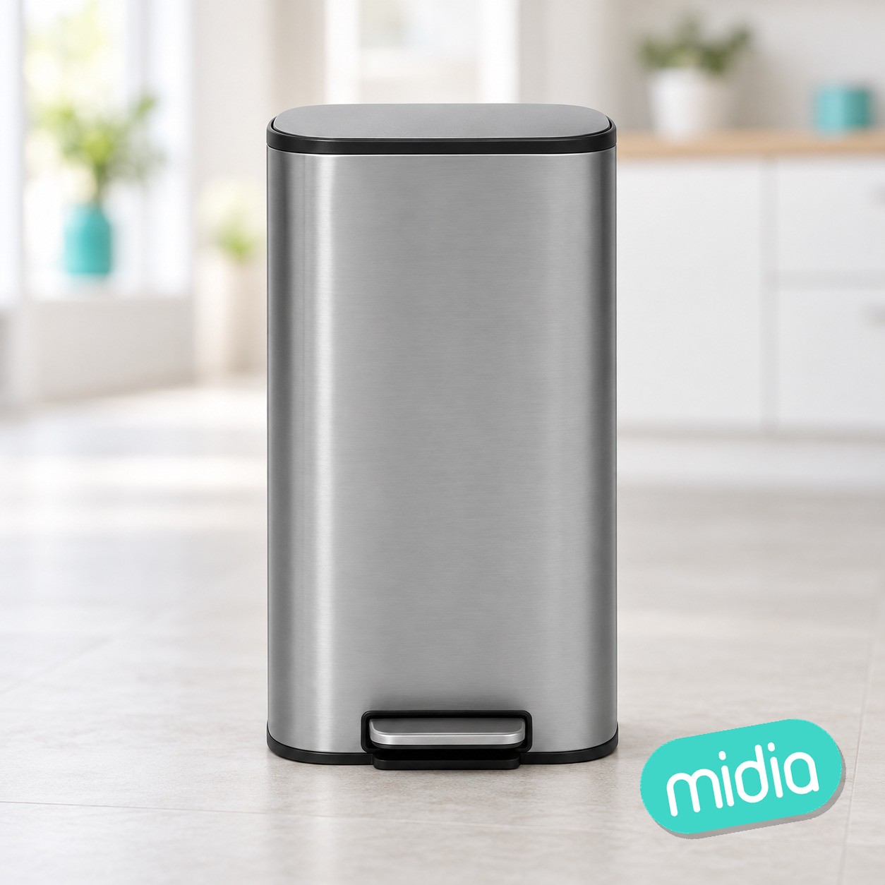 Papelera alta con pedal 30 l inox mate