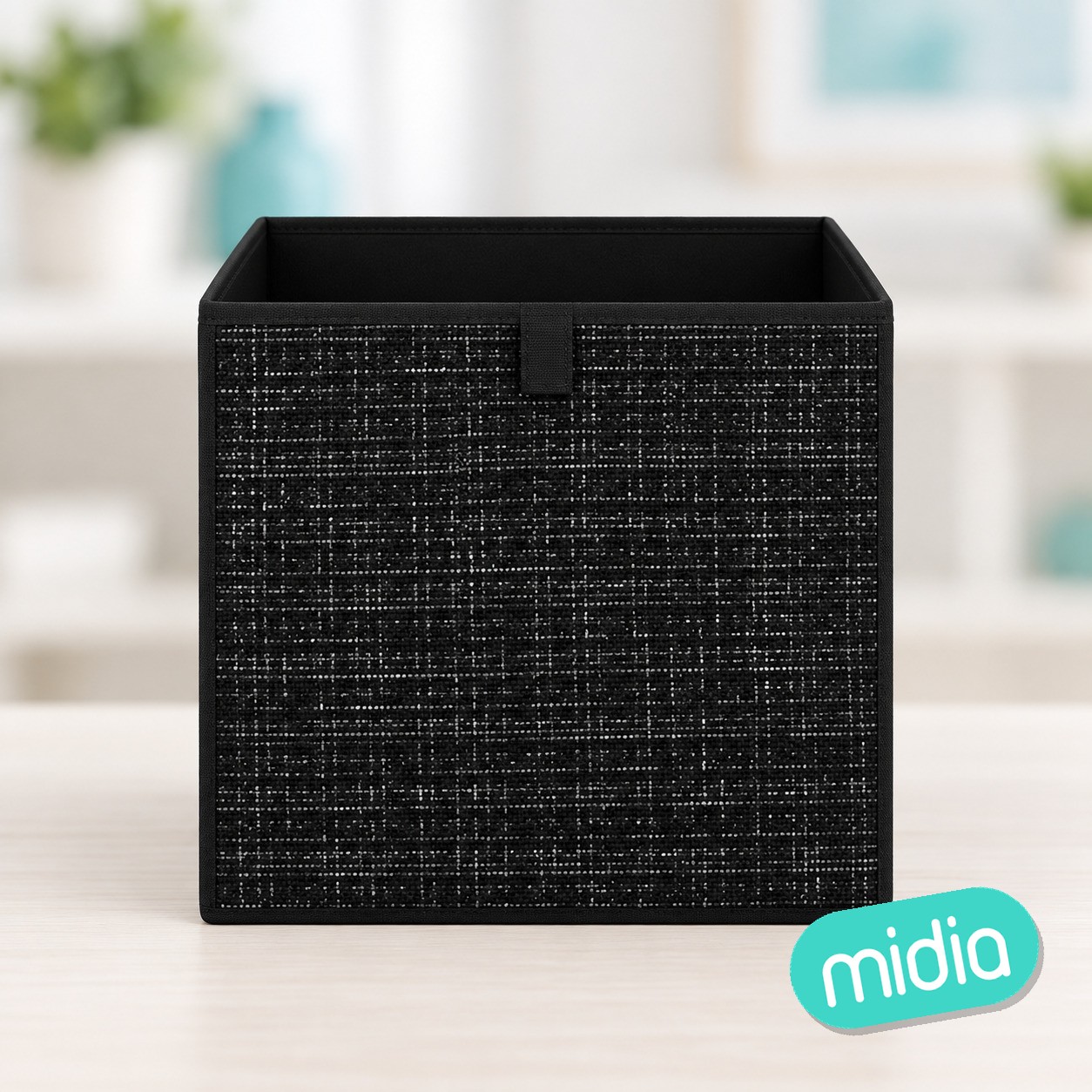 Caja de almacenamiento 31 x 31 tweed negro