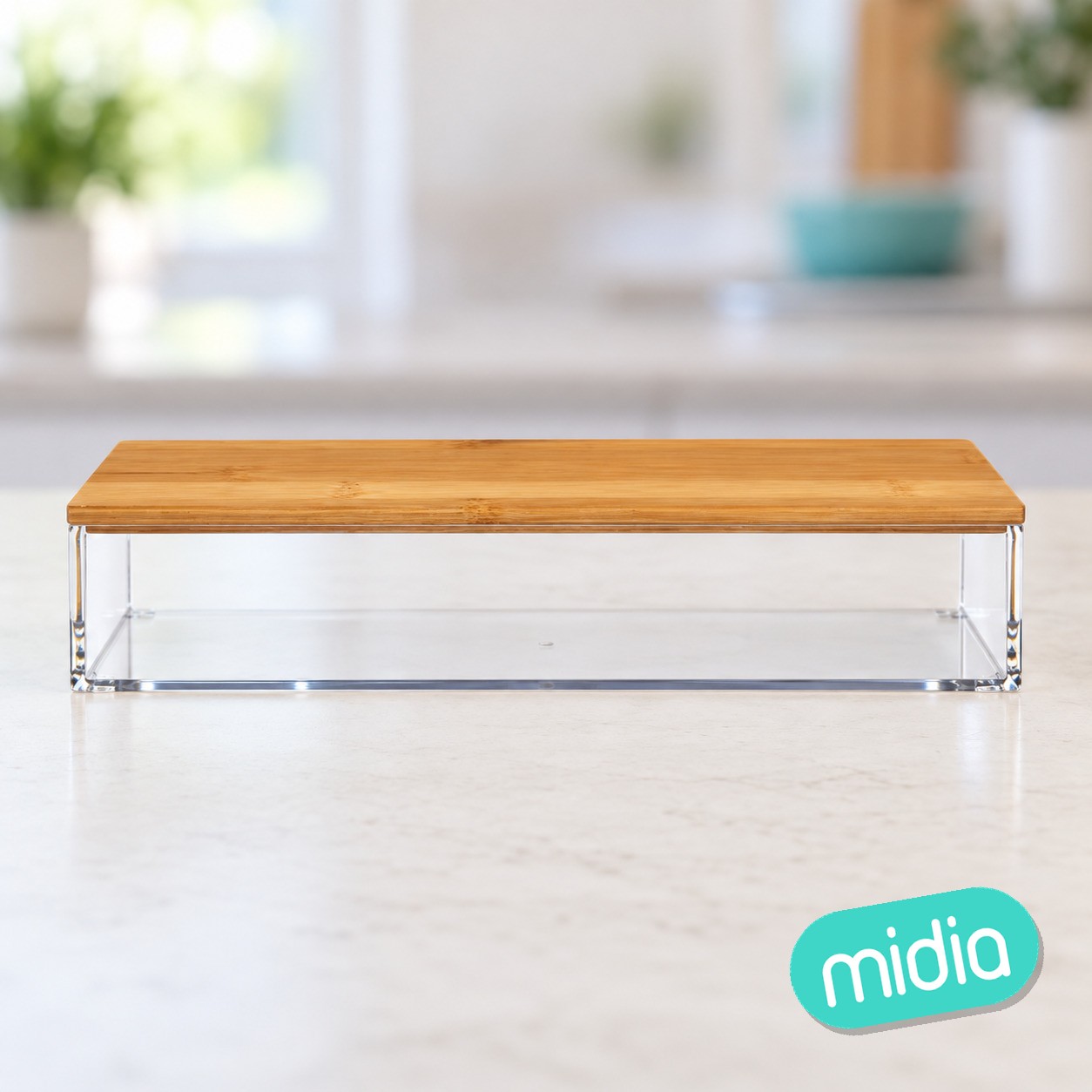 Caja organizadora rectangular de bambú Selena tamaño M