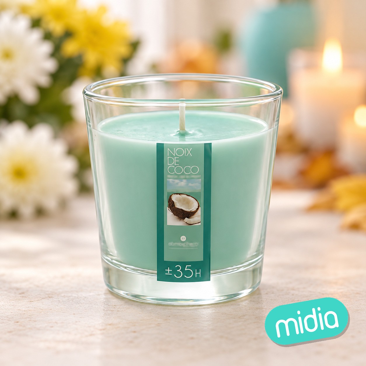Vela perfumada Nina 190 g recipiente cristal coco