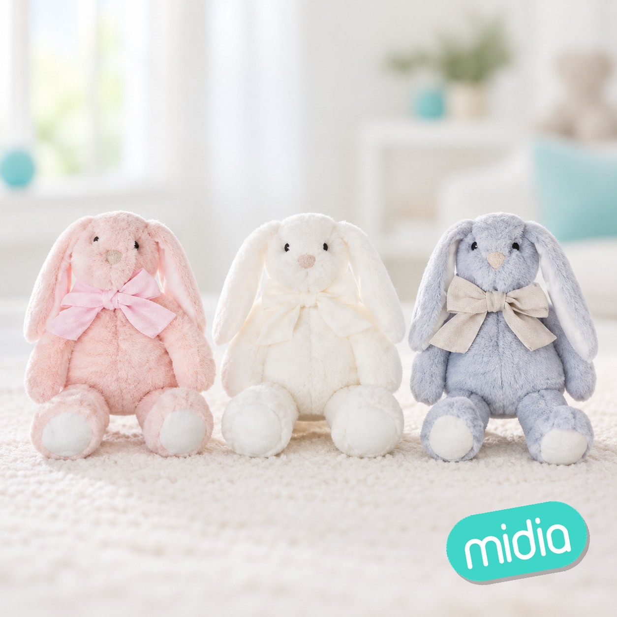 Peluche conejo con lazo Kay, 30 cm de alto