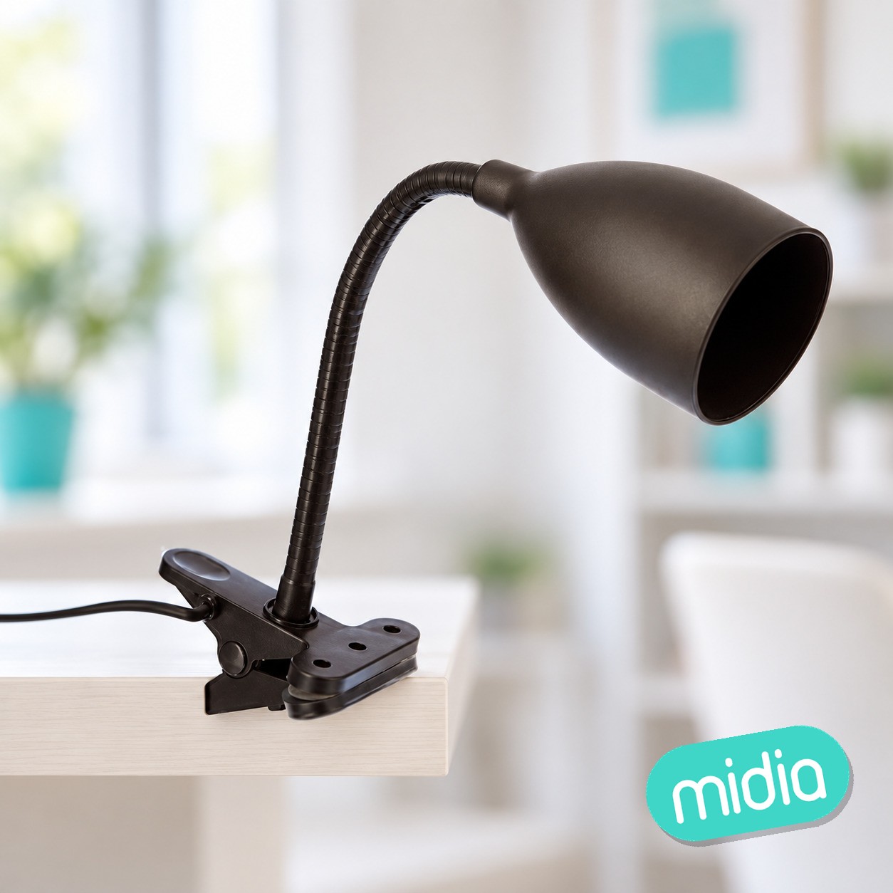 Lámpara de pinza Sily silicona negra, 43 cm de alto