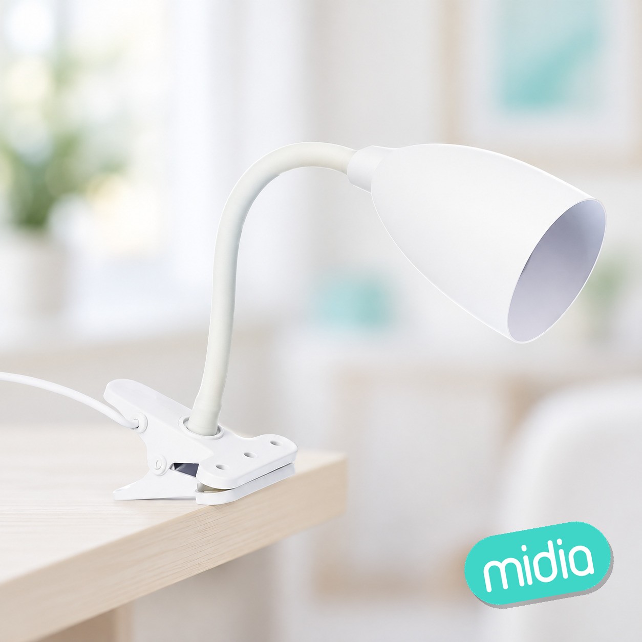 Lámpara de pinza Sily silicona blanca, 43 cm de alto