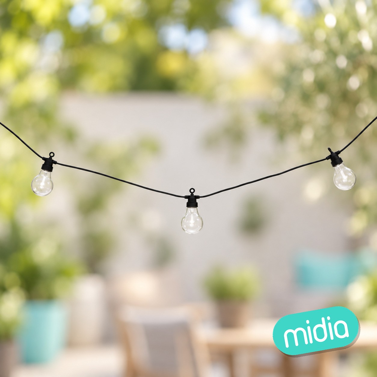 Guirnalda led solar 10 bombillas transparente, 5 m de largo