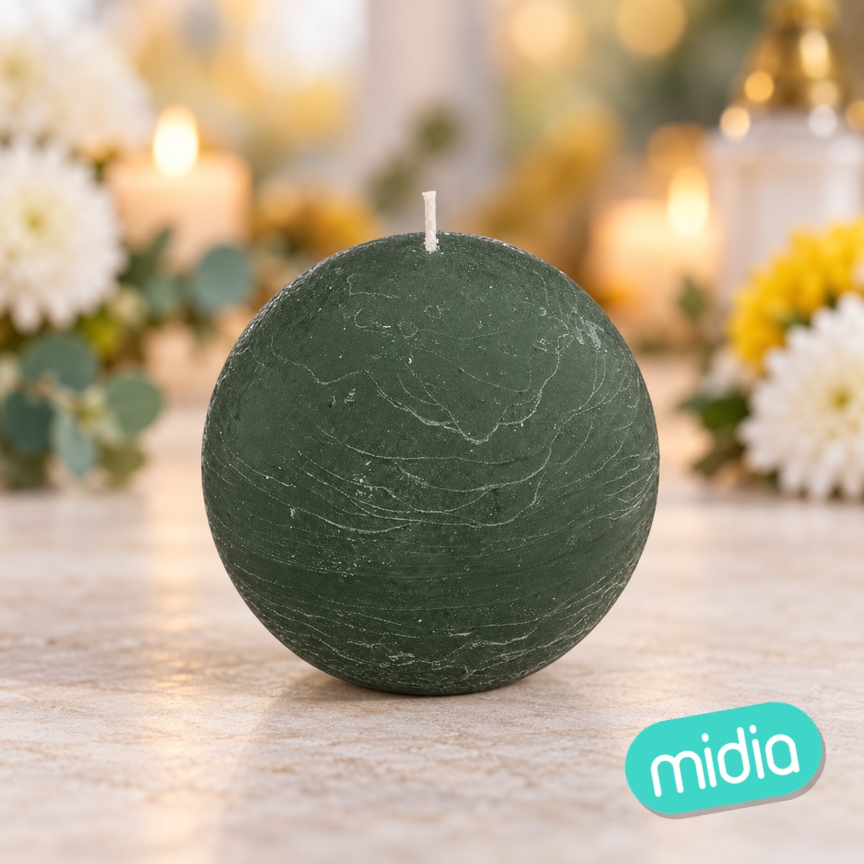 Vela bola Olia diám. 10 cm verde eucalipto