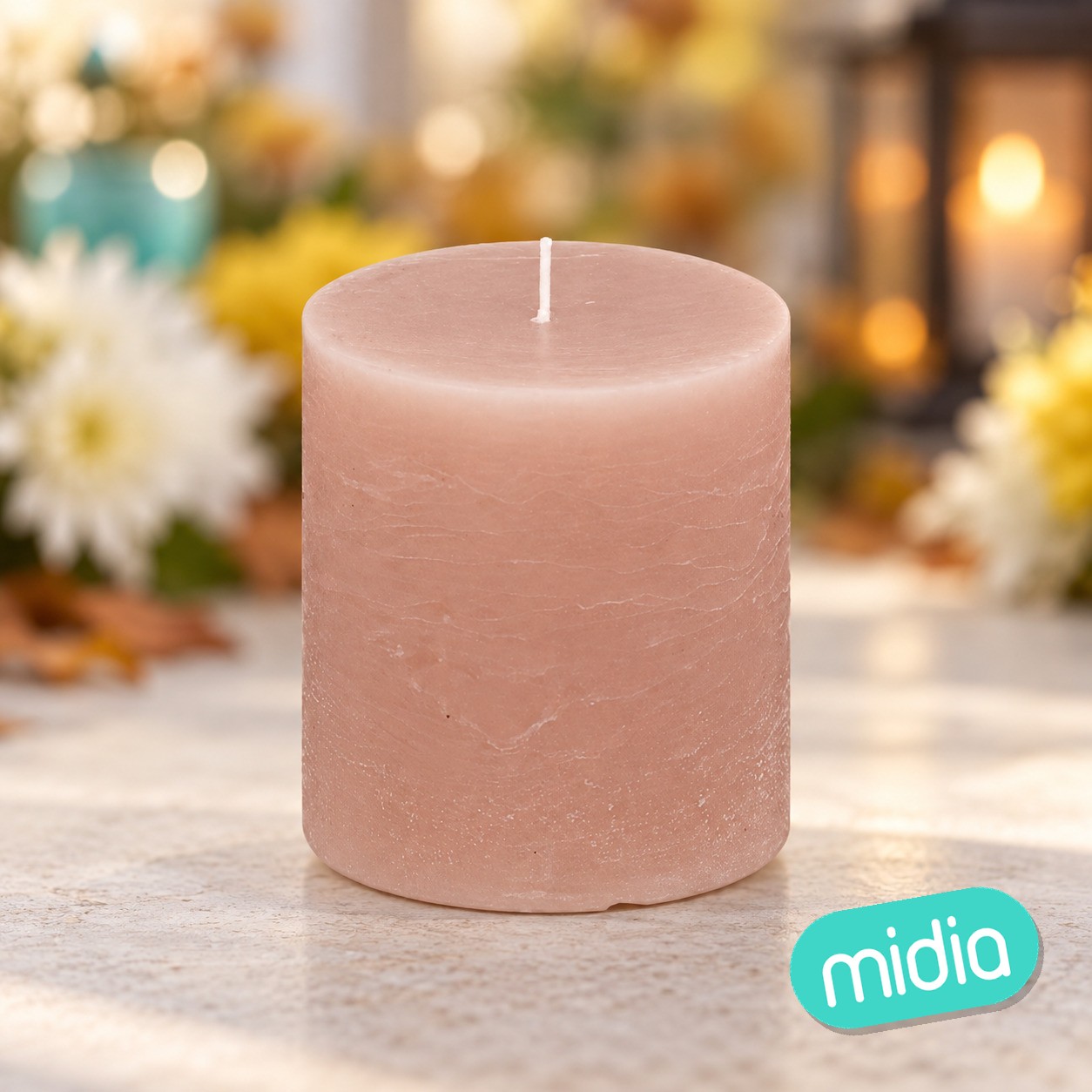 Vela redonda Olia 10 x 10 cm rosa claro