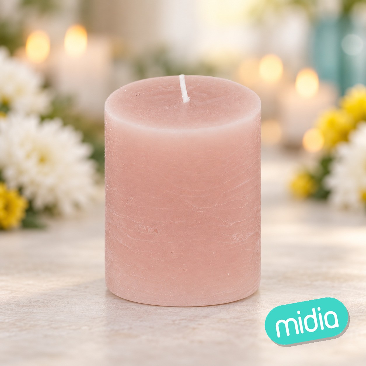 Vela redonda Olia 6,7 x 7 cm rosa claro