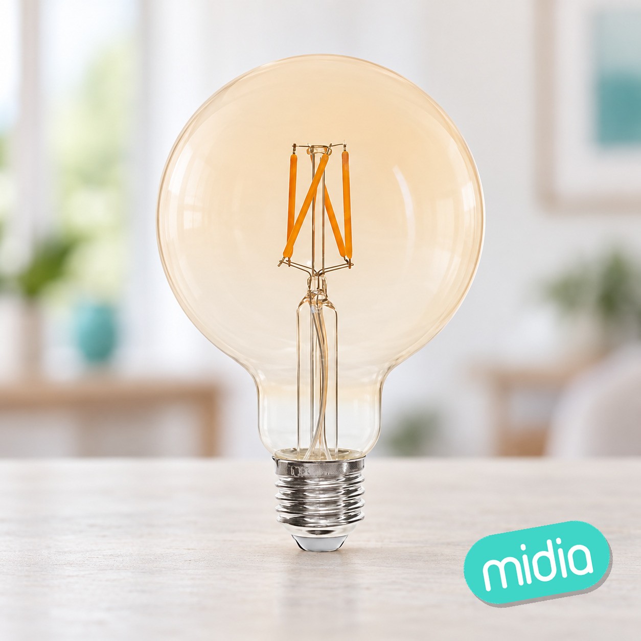 Bombilla led globo G95 filamento recto E27 ámbar