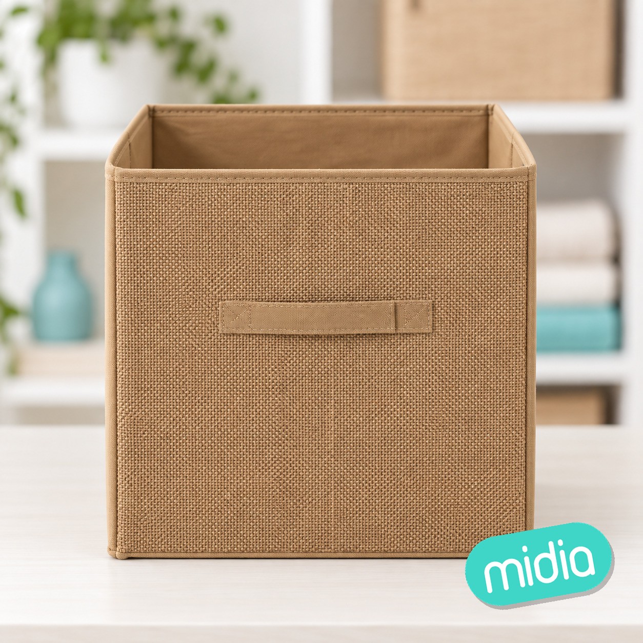 Caja de almacenaje tela de yute 31 x 31 cm