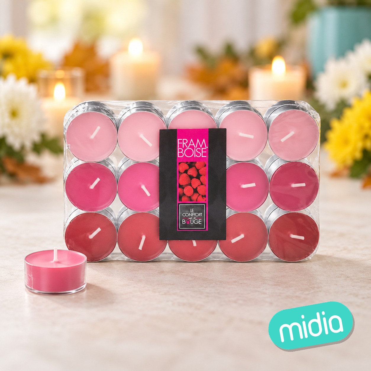 Lote de 30 velas de té perfumadas Nina frambuesa