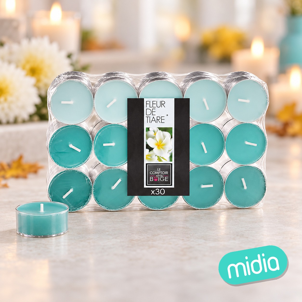 Lote de 30 velas de té perfumadas Nina flor de Tahití