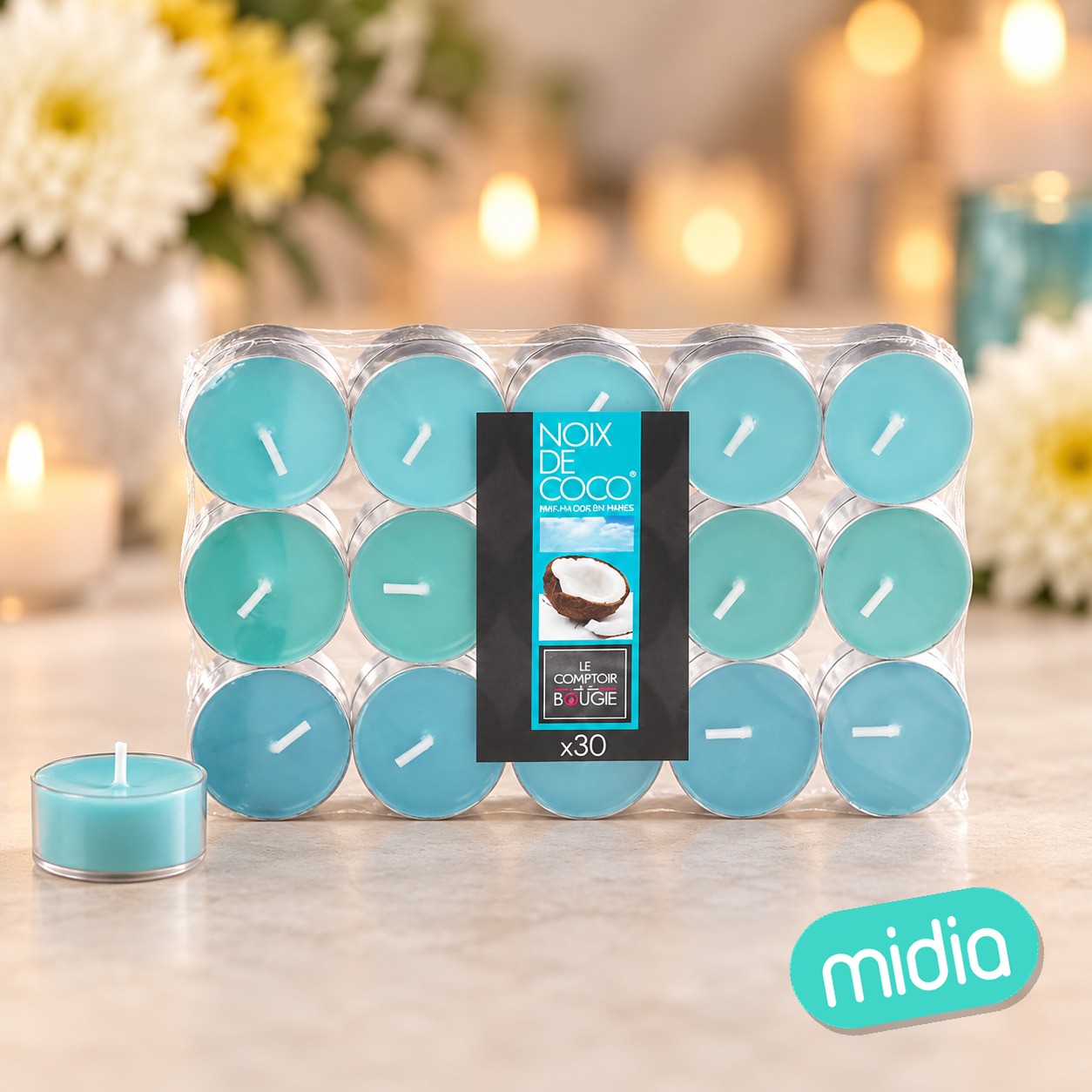Lote de 30 velas de té perfumadas Nina coco