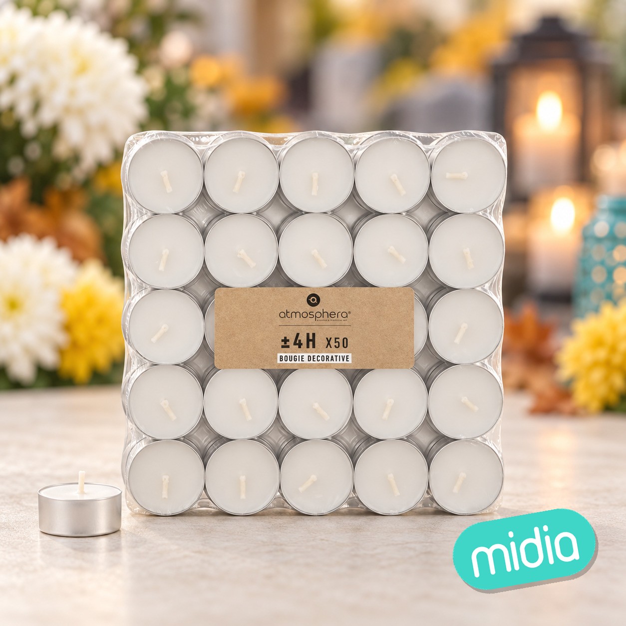 Lote de 50 velas de té Many blanco