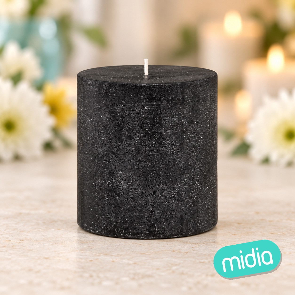 Vela redonda Olia 10 x 10 cm negra
