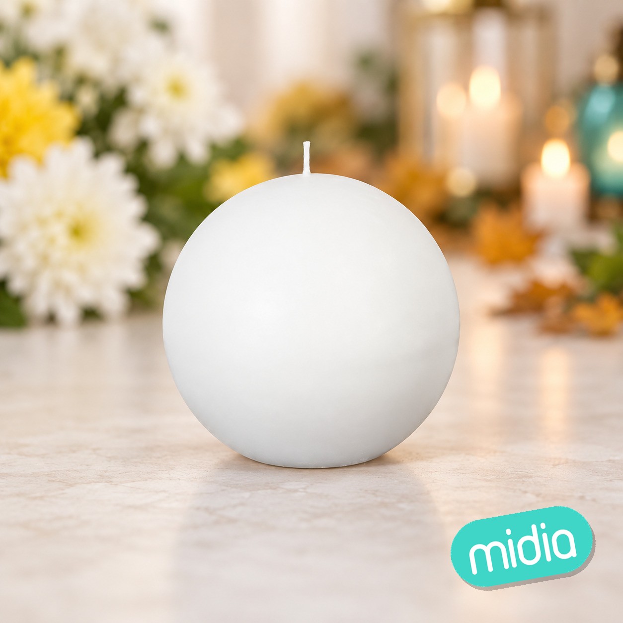 Vela bola Olia diám. 10 cm blanca