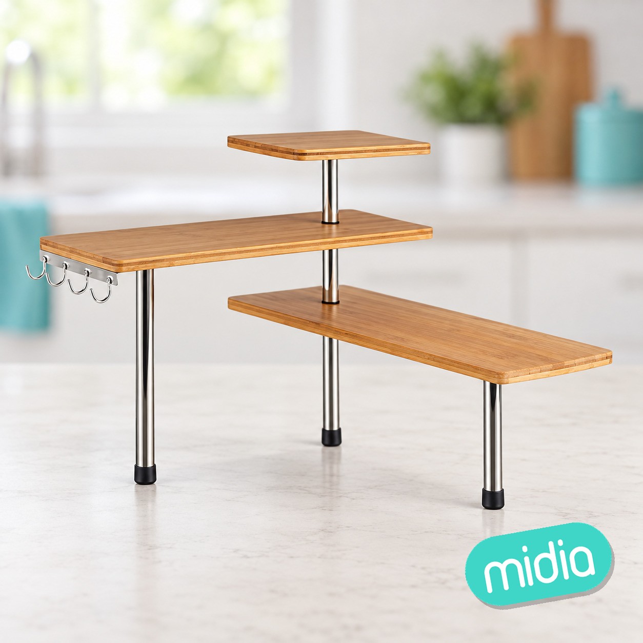 Etagere angle 3niv bam+inox