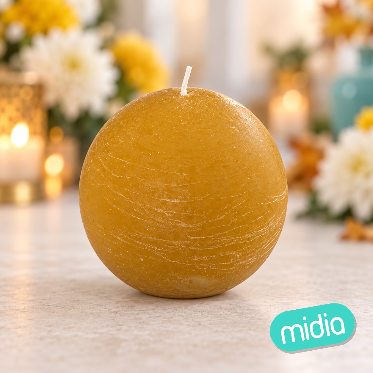 Vela bola Olia diám. 10 cm amarilla