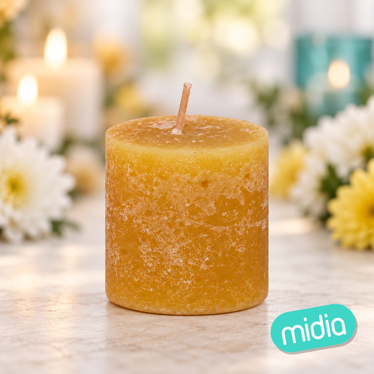 Lote de 4 velas votivas Olia diám. 4,5 cm amarillo