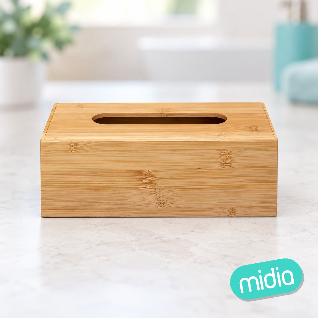 Caja de pañuelos de bambú