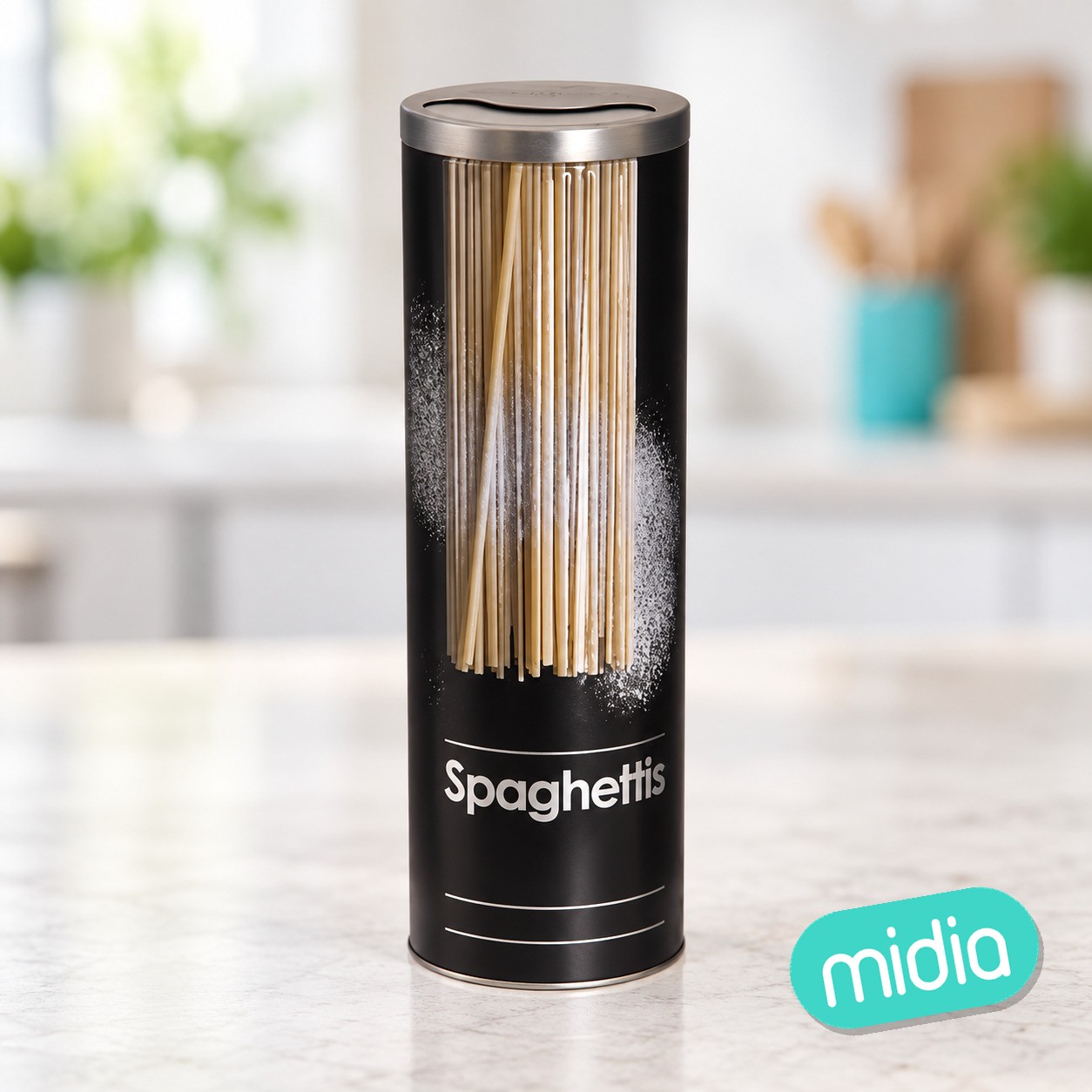 Bote para espaguetis de metal en relieve Black Edition