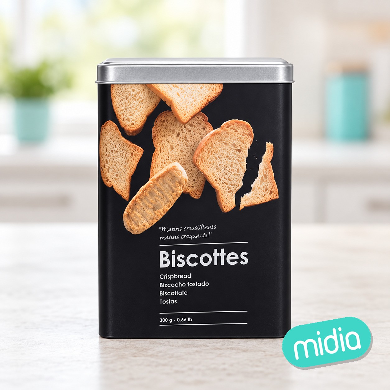 Bote para tostas de metal en relieve Black Edition