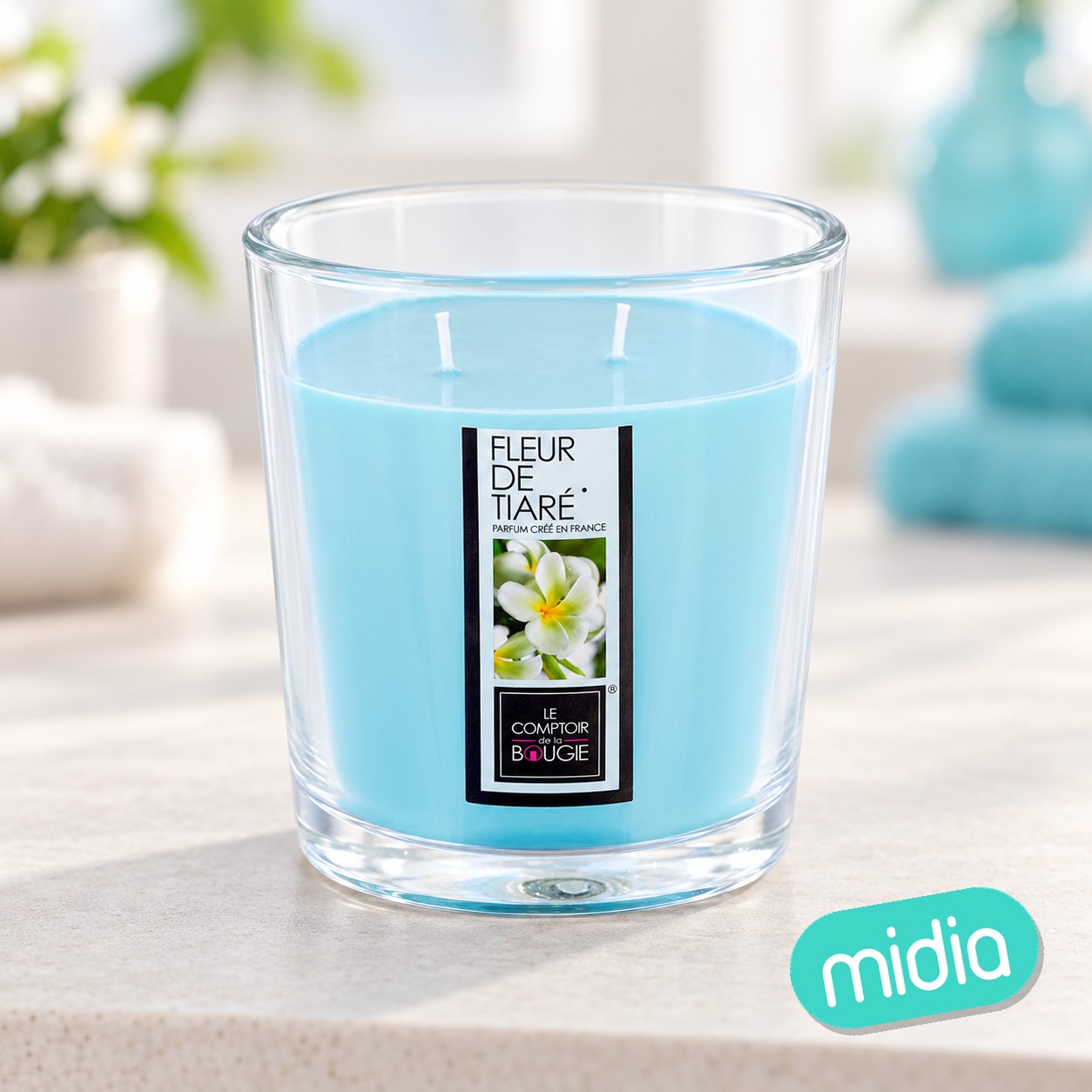 Vela perfumada Nina 500 g recipiente cristal flor de Tahití