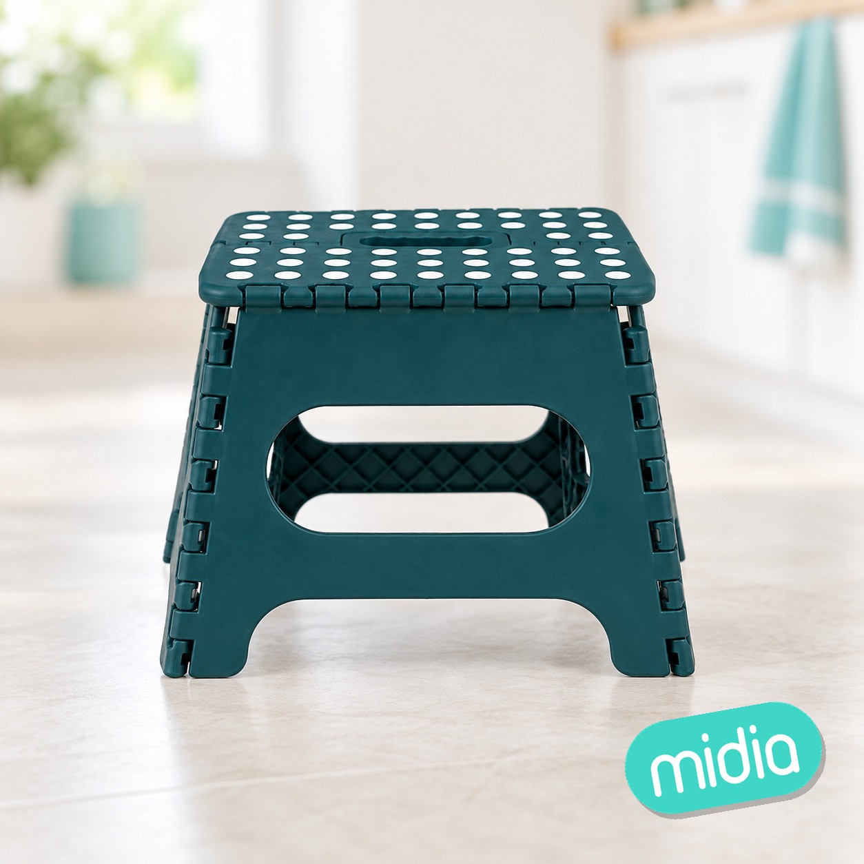 Taburete escalón plegable de plástico con 1 peldaño de 27 cm de alto, varios mod