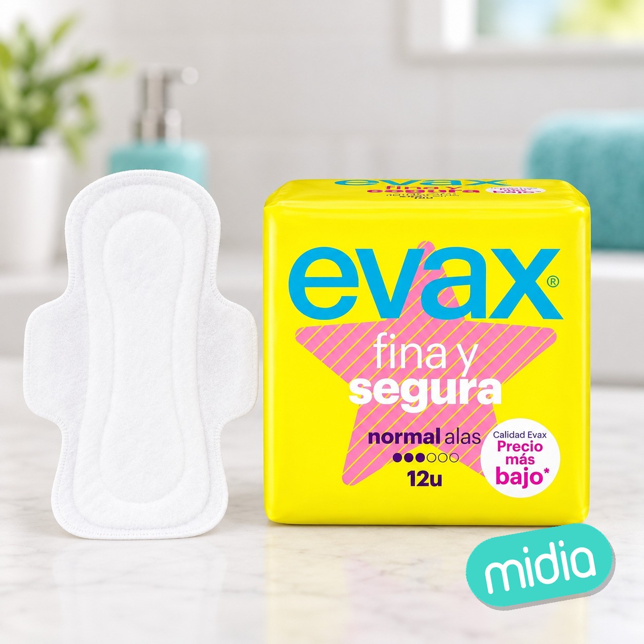 Evax fina y segura compresas alas normal 12