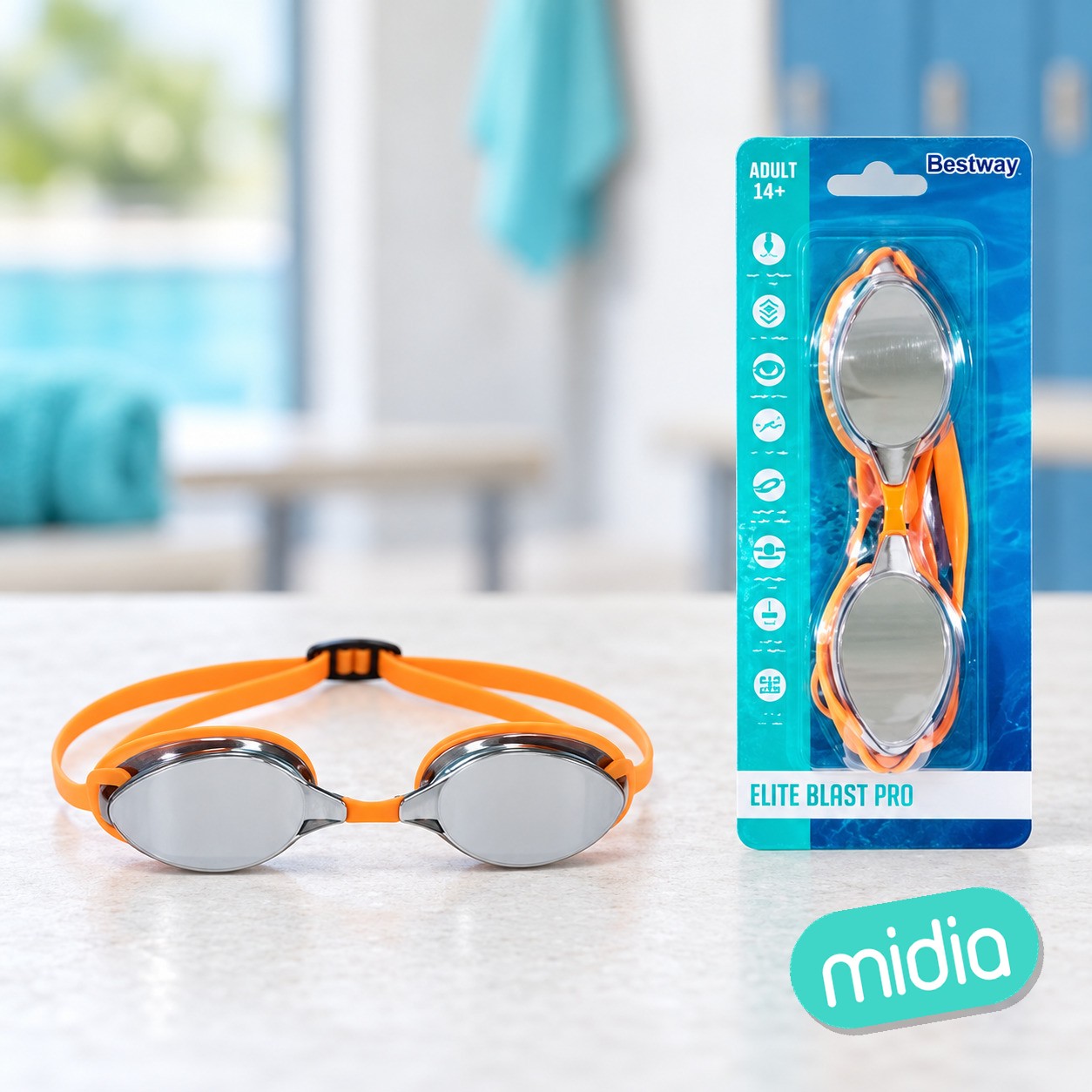 Gafa natación adulto + 14 años 3/c lentes espejo-presentado en blister