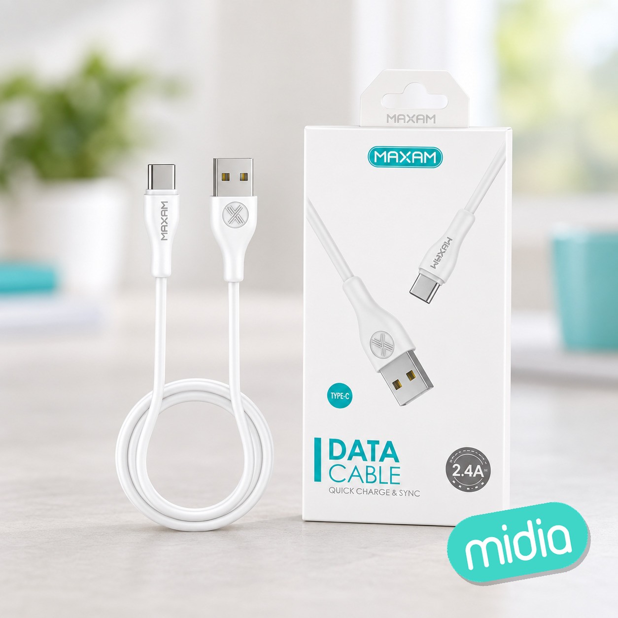 SJ-2200 Blanco TIPO C Cable moldeado por inyección 2,4A 2M