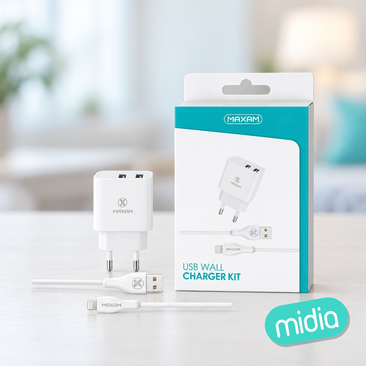 Tz-1205i white 2usb/2.1a 1m ip wall charger pack
