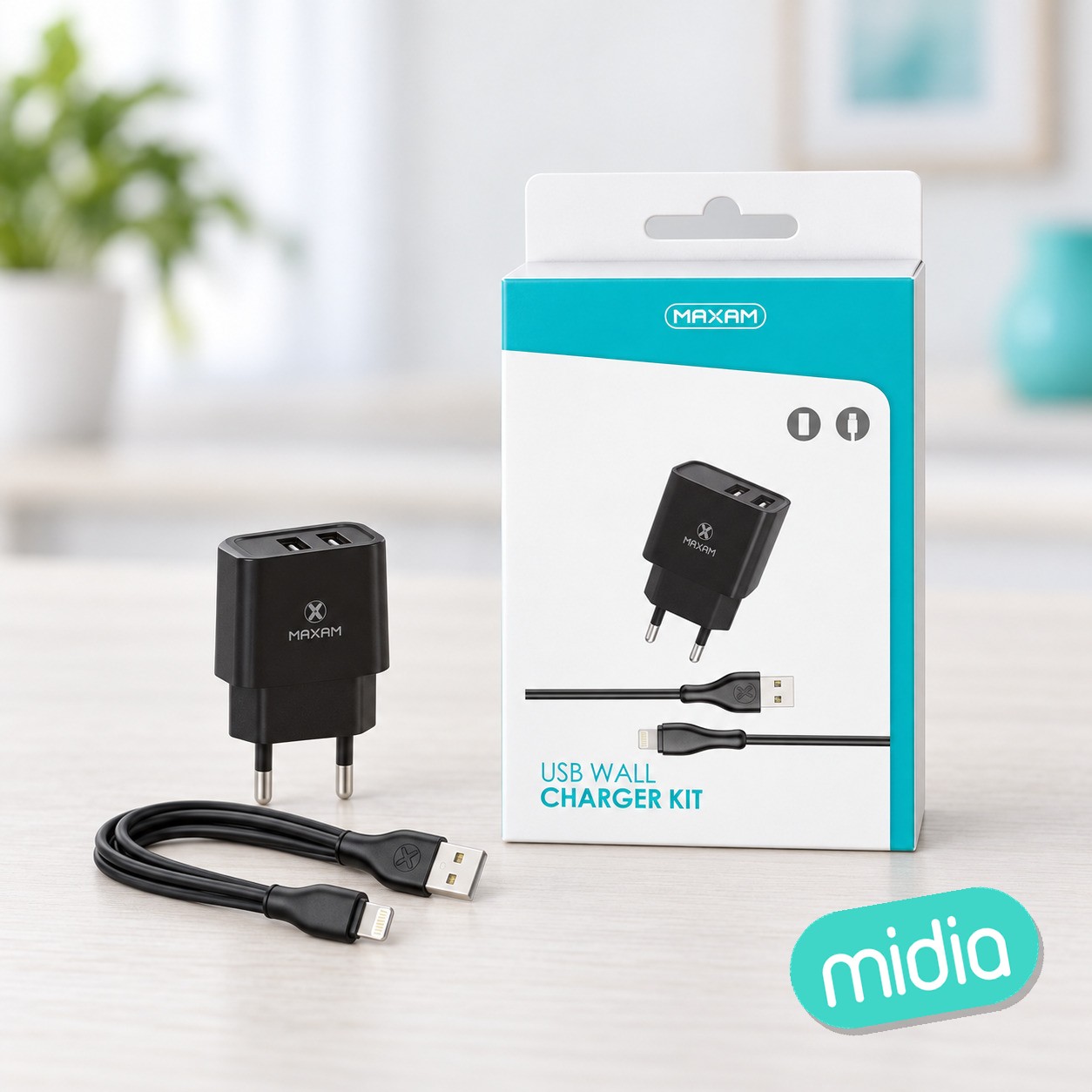 Tz-1205i black 2usb/2.1a 1m ip wall charger pack