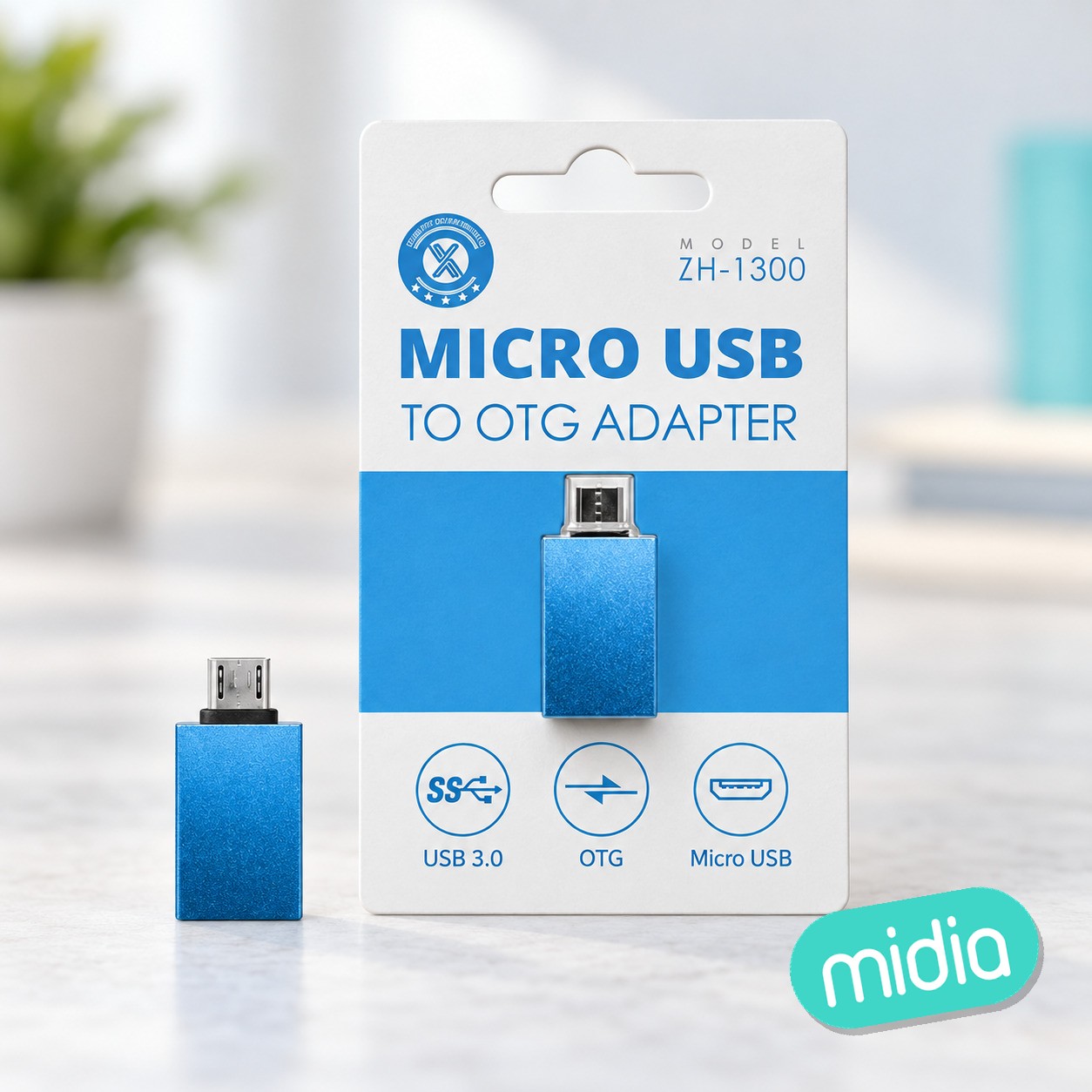 Zh-1300 azul u3.0 micro usb otg adaptador