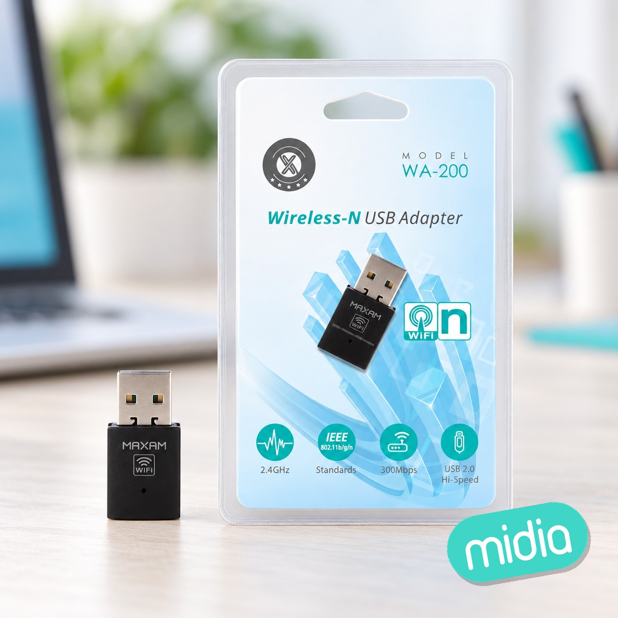 WA-200 Negro Adaptador USB inalámbrico N 300Mbps